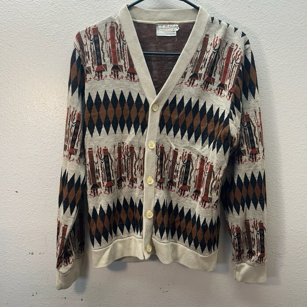 Rare Vintage 70s Haband Patterson Native Southwestern Aztec Sweater Men's Small‎